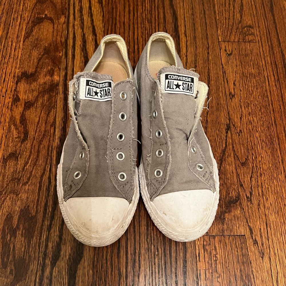 Converse Kids Charcoal Gray/White Slip-On Sneakers